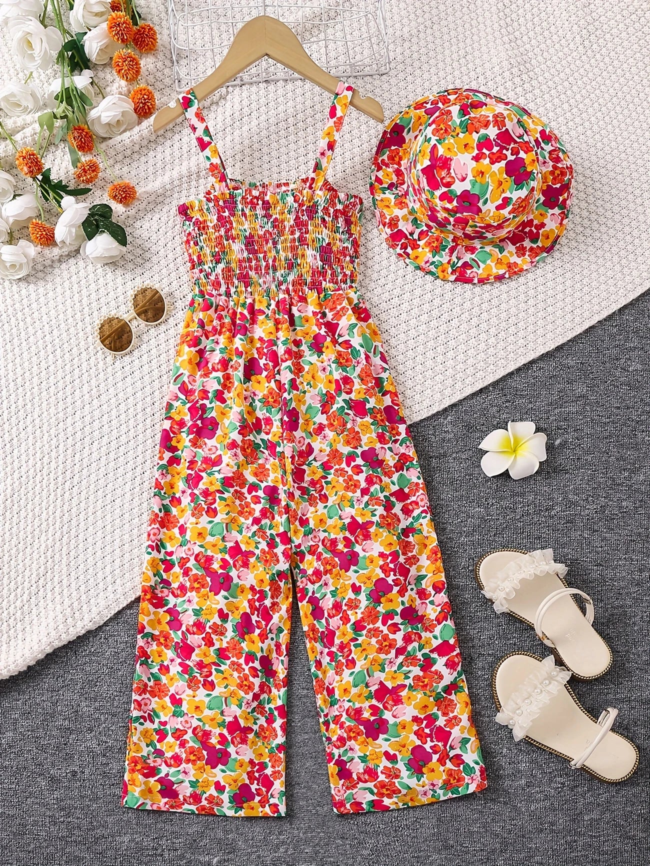 Samantha™ – Blomsterjulejumpsuit til barn