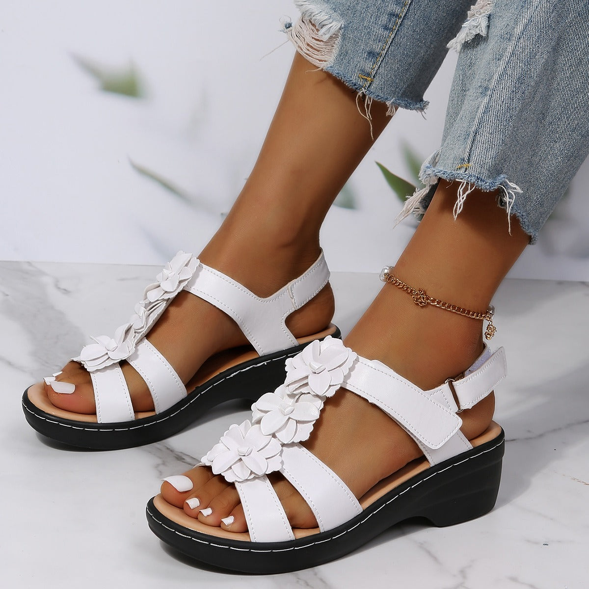 Orina™ - Stilige, blomstrete sandaler