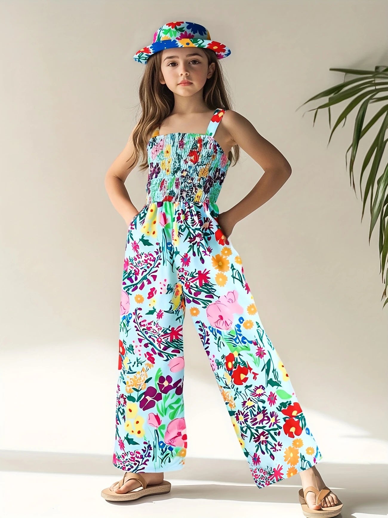 Samantha™ – Blomsterjulejumpsuit til barn