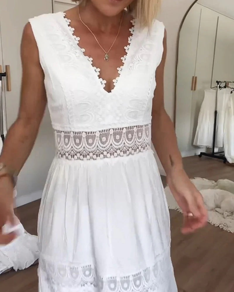 Daliah™ - Ermeløs boho midikjole