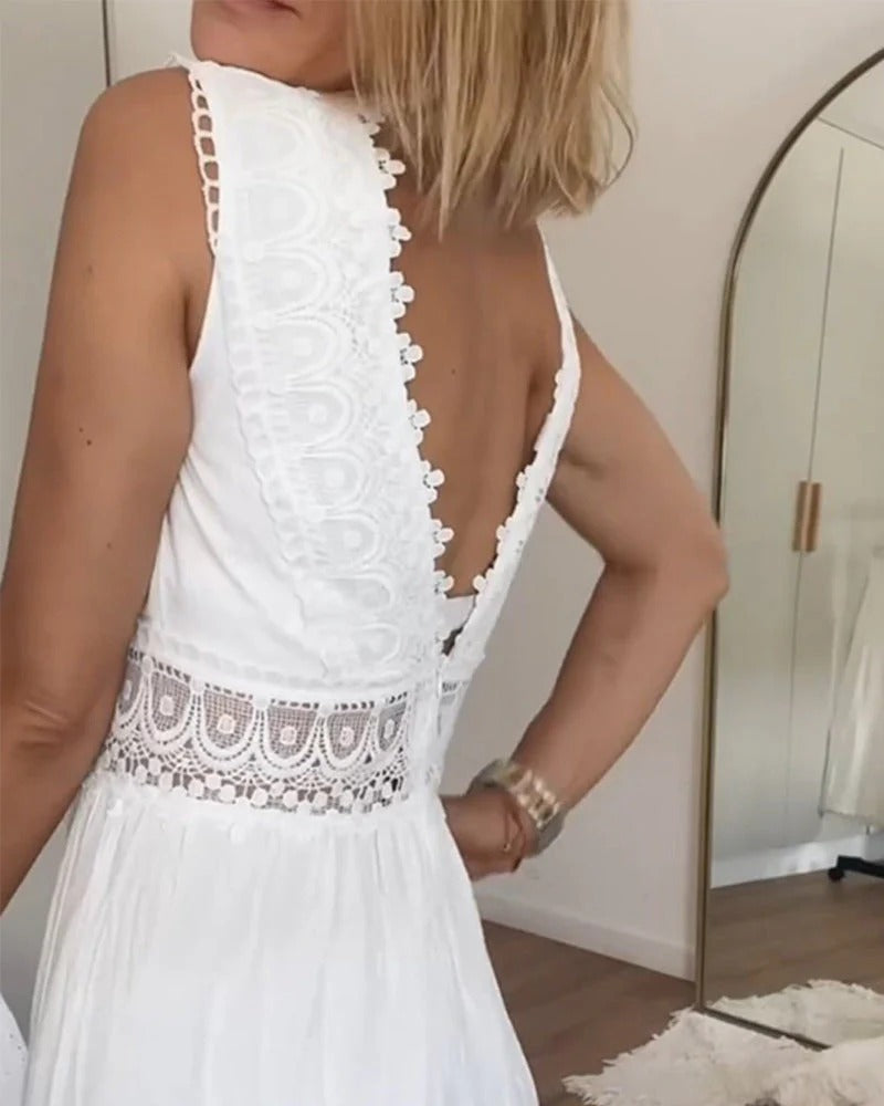 Daliah™ - Ermeløs boho midikjole