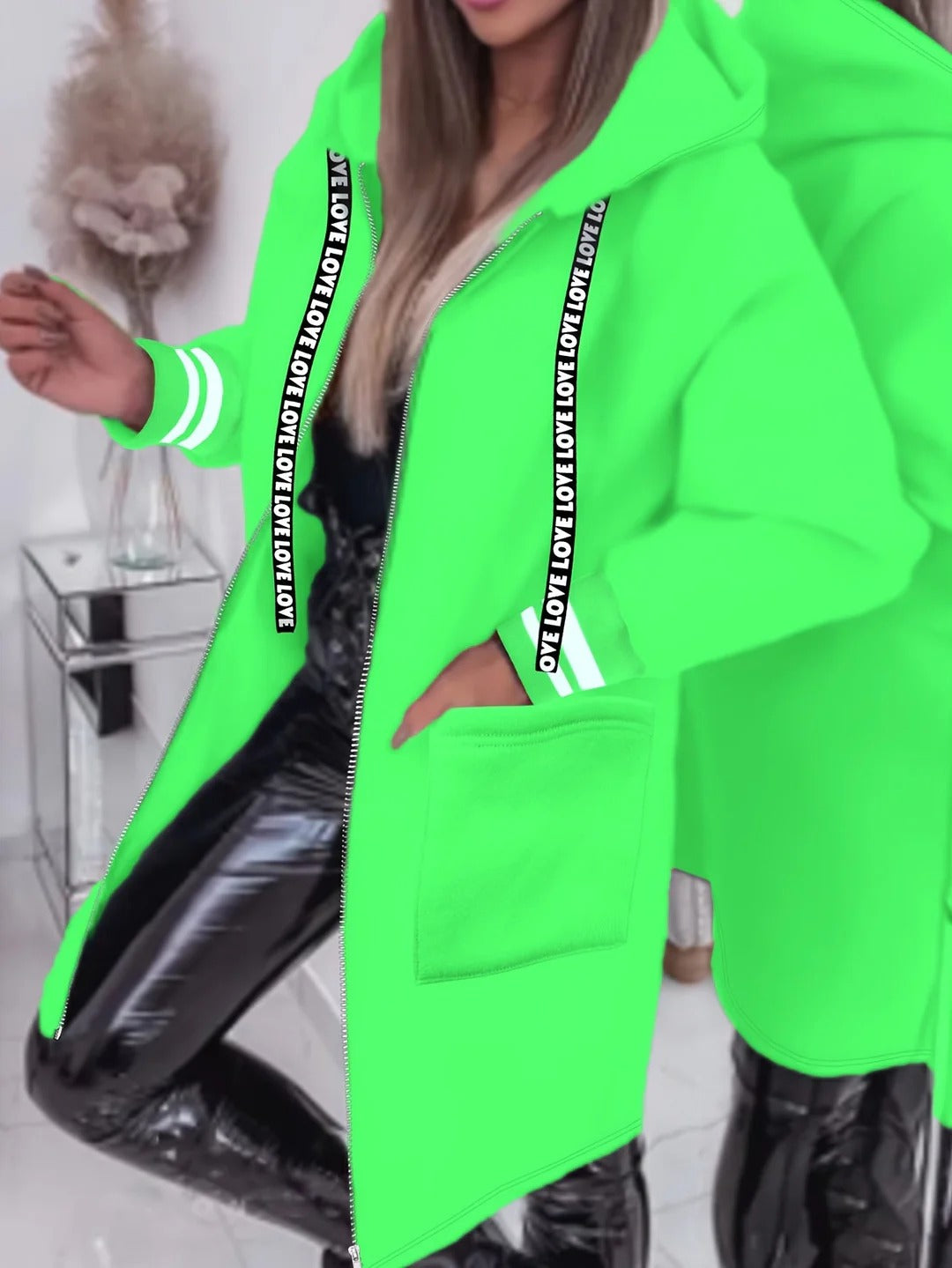 Xelina™- Lang jakke med sidelommer