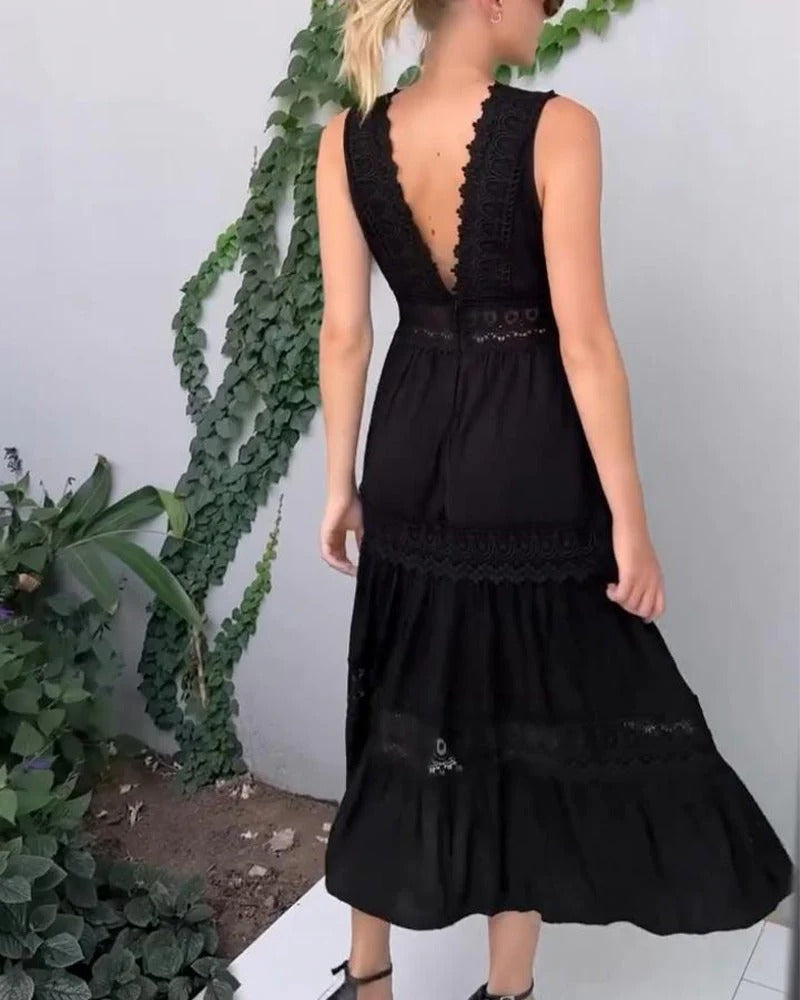 Daliah™ - Ermeløs boho midikjole