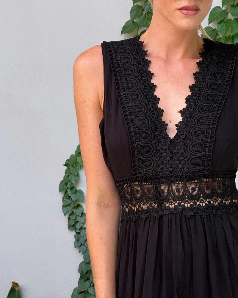 Daliah™ - Ermeløs boho midikjole