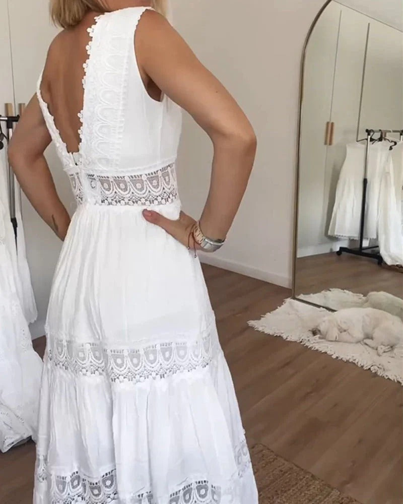 Daliah™ - Ermeløs boho midikjole