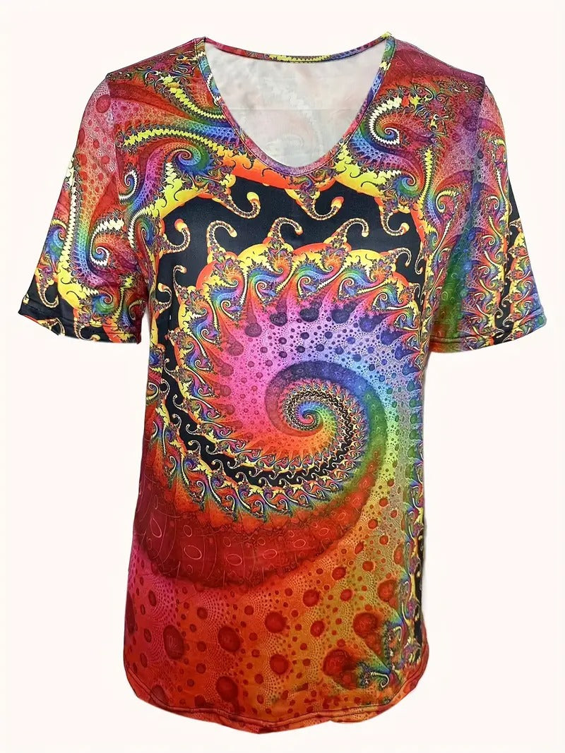 Frida™ - V-halsbluse med abstrakt trykk