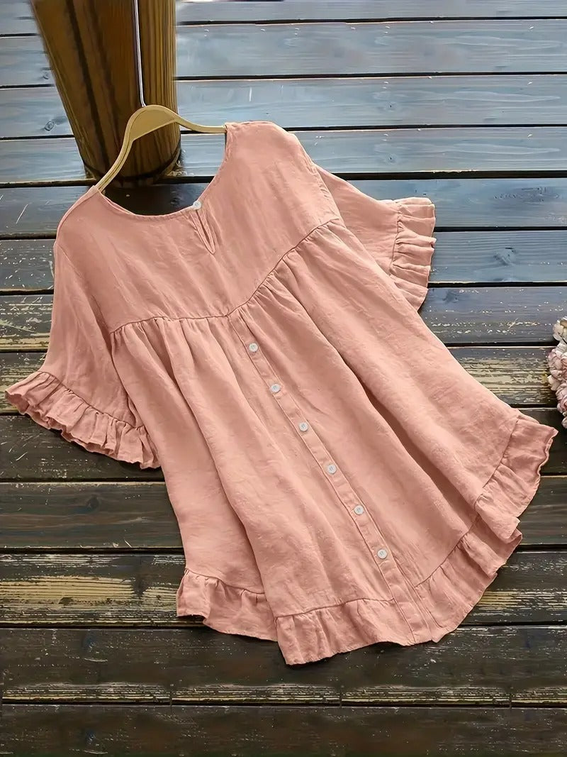 Liora™ - Bluse med rysjeermer