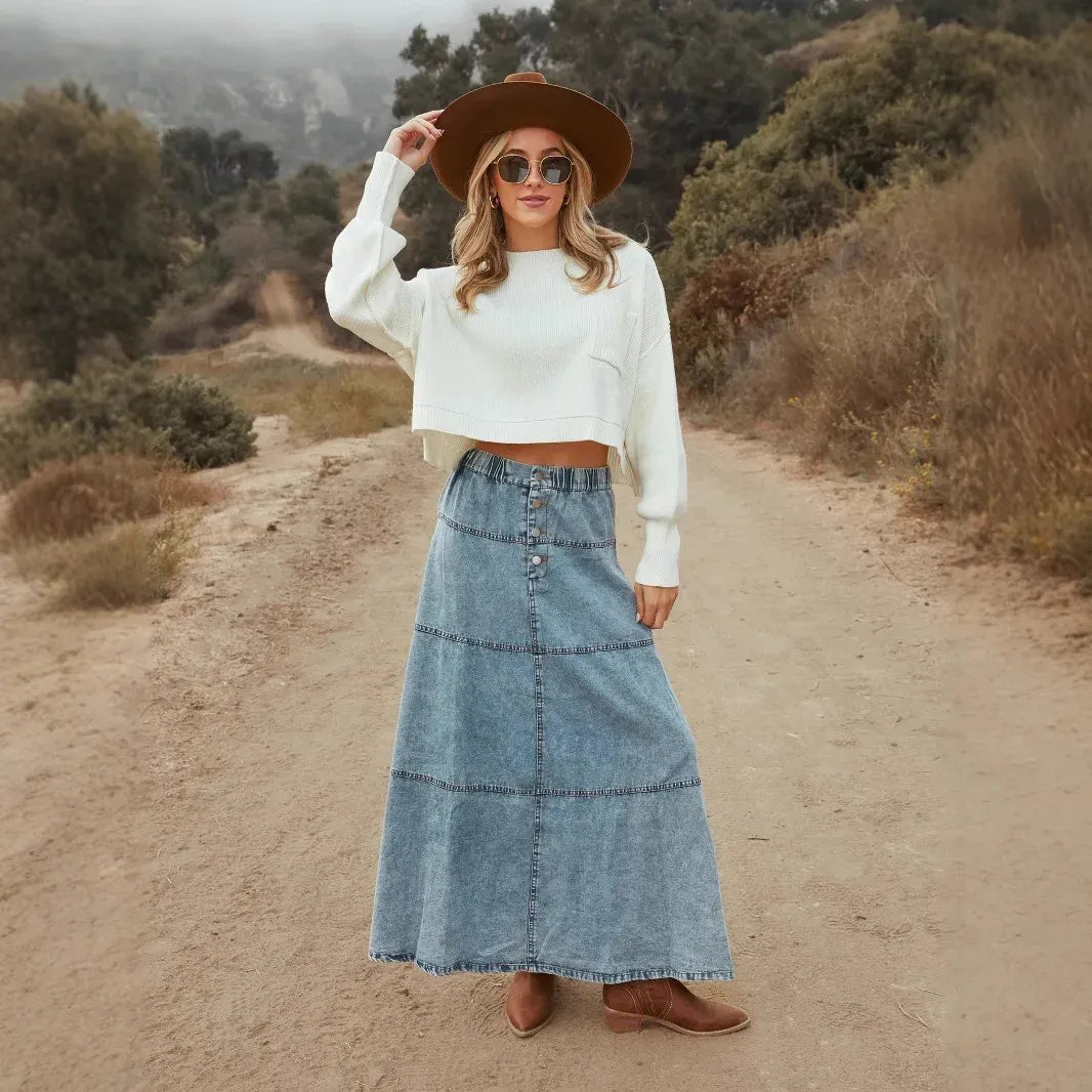 Wanda™ - Boho denimskjørt