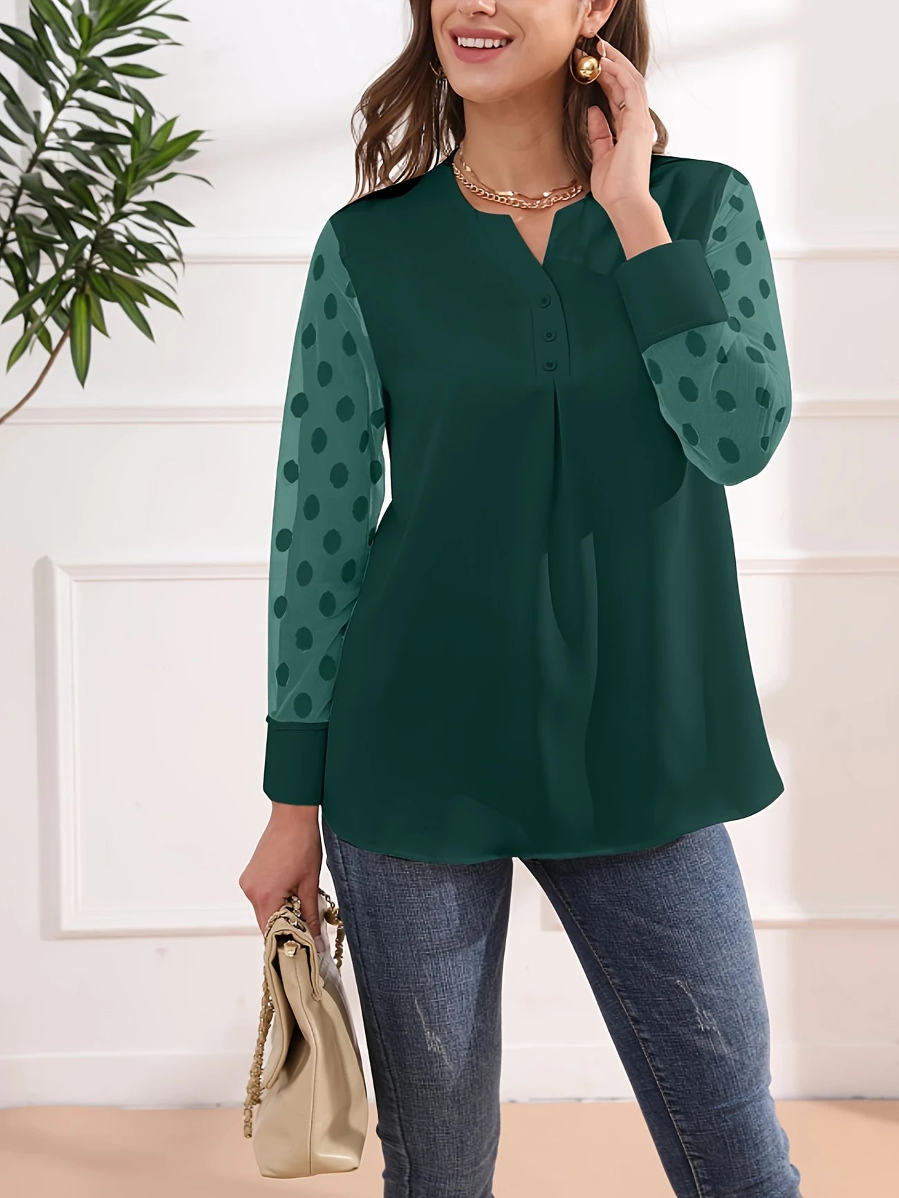 Neri™ - Elegant Topp med Utringning for Kvinner