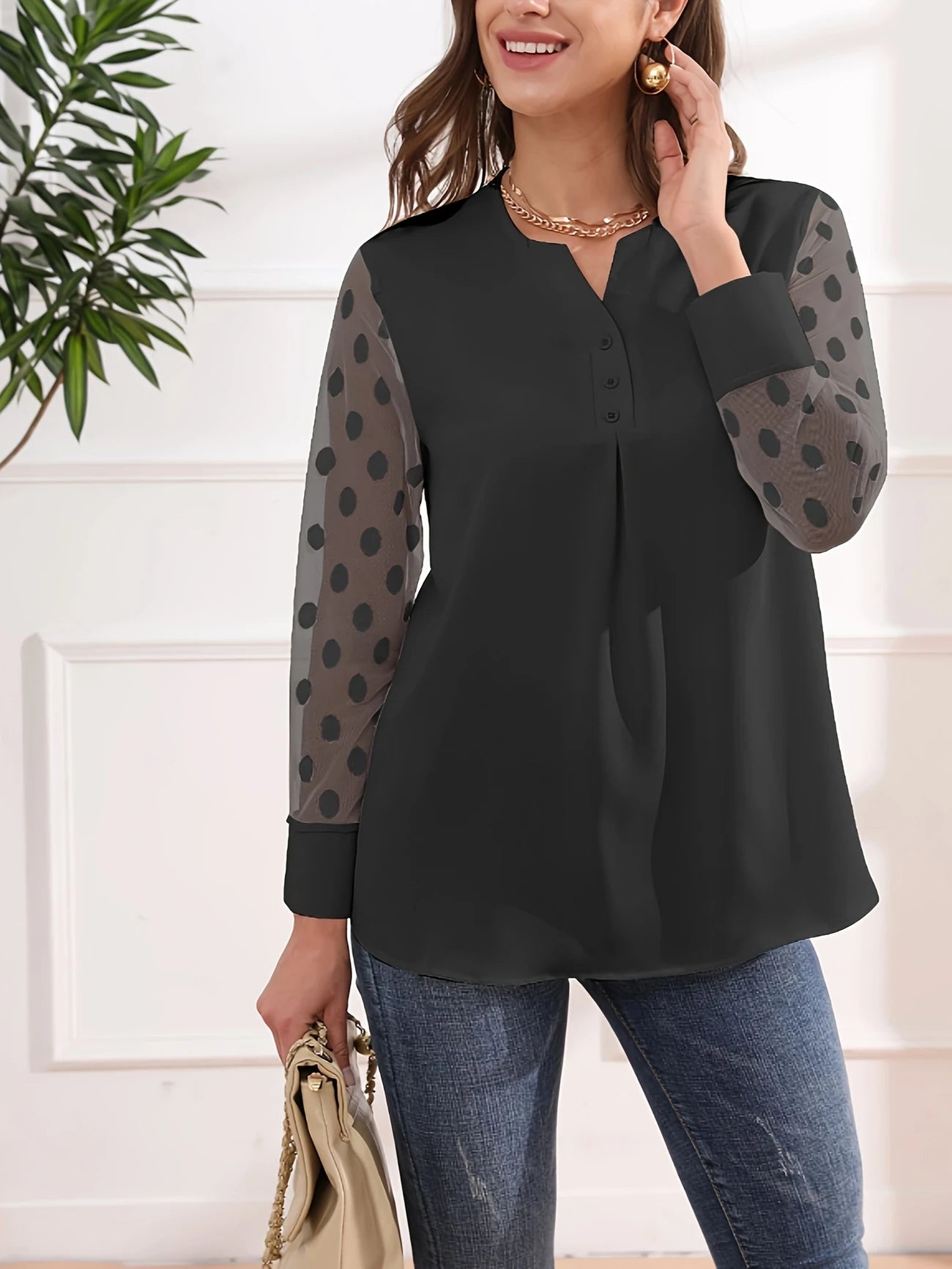 Neri™ - Elegant Topp med Utringning for Kvinner