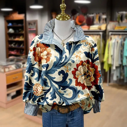 Charlot™ – Vintage blomstrete bluse for damer