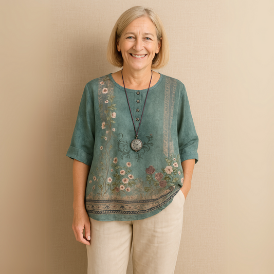Amia™ –Elegant vintage bluse for kvinner