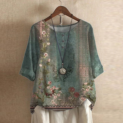 Amia™ –Elegant vintage bluse for kvinner