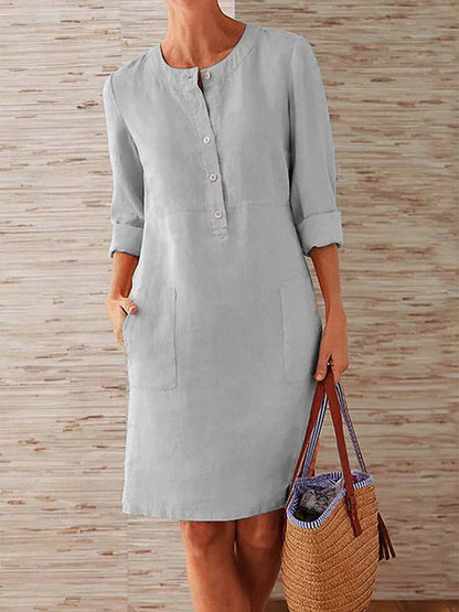 Annelore™ – Casual lin skjorte kjole