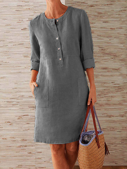 Annelore™ – Casual lin skjorte kjole