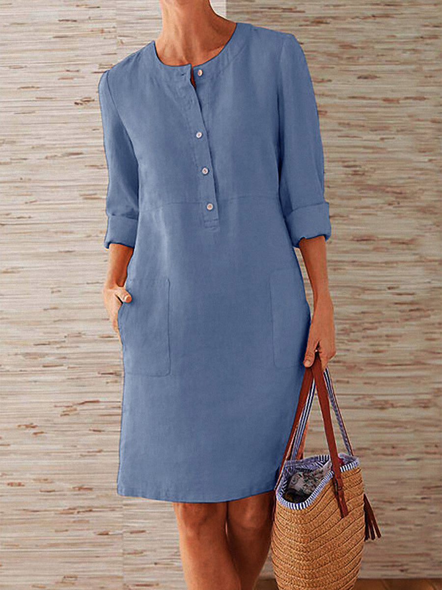 Annelore™ – Casual lin skjorte kjole