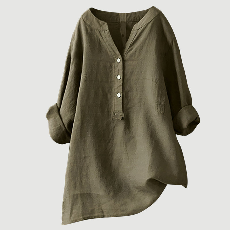 Zarina™ –  Langermet bluse i lin som puster