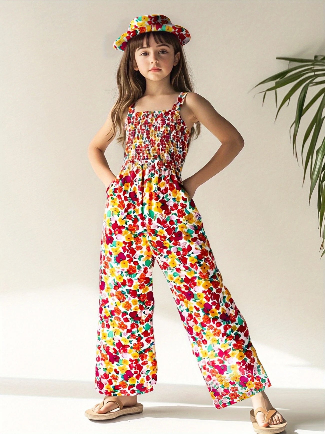 Samantha™ – Blomsterjulejumpsuit til barn