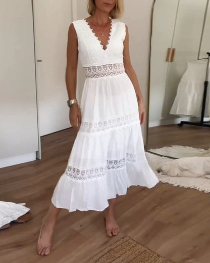 Daliah™ - Ermeløs boho midikjole