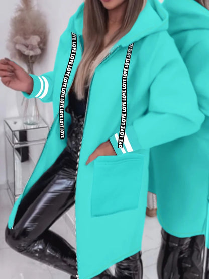 Xelina™- Lang jakke med sidelommer