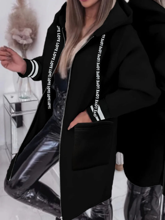Xelina™- Lang jakke med sidelommer
