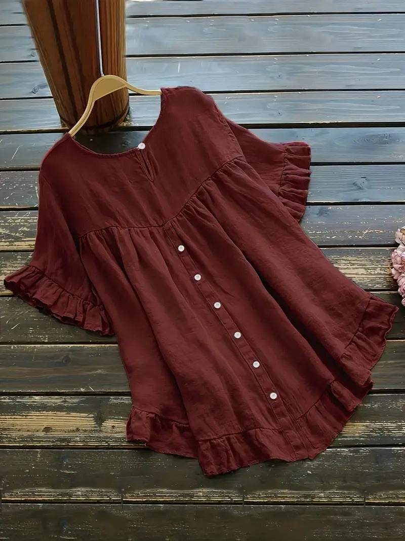 Liora™ - Bluse med rysjeermer