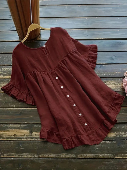 Liora™ - Bluse med rysjeermer