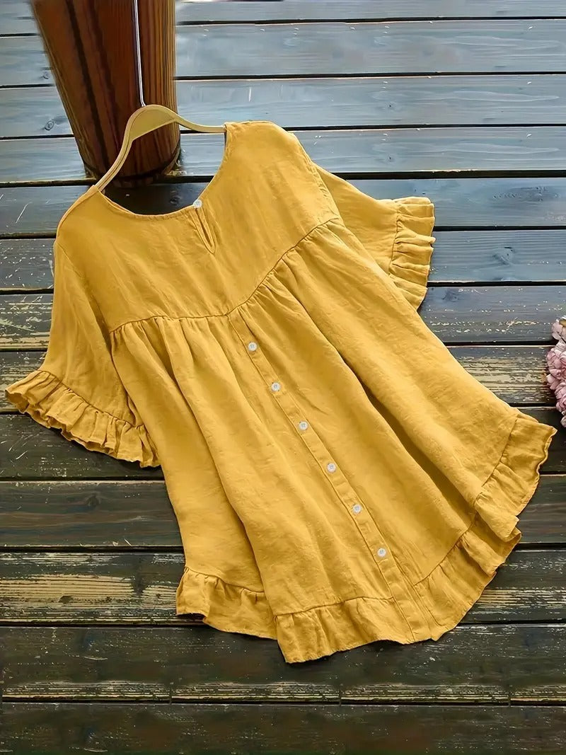 Liora™ - Bluse med rysjeermer